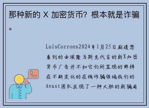 那种新的 X 加密货币？根本就是诈骗。